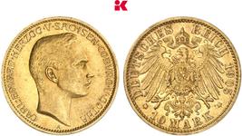 Alemania 10 marcos 1905 A "Sajonia-Coburgo y Gotha" en subasta Künker - 5 de julio de 2025