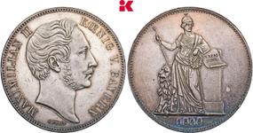 Baviera 2 táleros 1848 "Constitución Nueva" en subasta Künker - 8 de julio de 2025