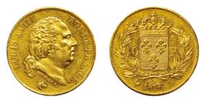 Франция 40 франков 1816 A на аукционе Nihon - 15 июня 2025