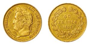 Francja 40 franków 1832 B na aukcji Nihon - 15 czerwca 2025
