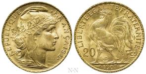 Francja 20 franków 1907 na aukcji Naumann - 6 lipca 2025