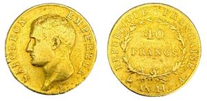 Франция 40 франков AN 14 (1805-1806) A на аукционе ALDE Auction - 25 июня 2025
