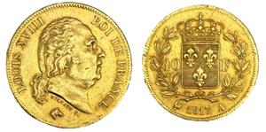 Франция 40 франков 1817 A на аукционе ALDE Auction - 25 июня 2025