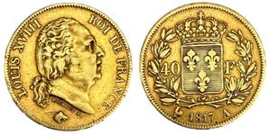 Франция 40 франков 1817 A на аукционе ALDE Auction - 25 июня 2025