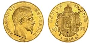 Франция 50 франков 1858 A на аукционе ALDE Auction - 25 июня 2025