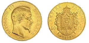 Франция 50 франков 1858 A на аукционе ALDE Auction - 25 июня 2025