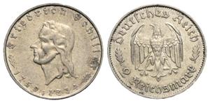 Deutschland 2 Reichsmark 1934 F "Friedrich Schiller" auf der Auktion Via - 23. Juni 2025