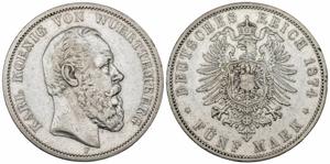 Deutschland 5 Mark 1874 F "Würtenberg" auf der Auktion Münzen Gut-Lynt - 29. Juni 2025
