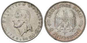 Deutschland 2 Reichsmark 1934 F "Friedrich Schiller" auf der Auktion Münzen Gut-Lynt - 29. Juni 2025