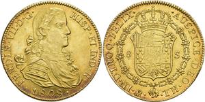 México 8 escudos 1808 Mo TH en subasta Jesús Vico - 25 de junio de 2025