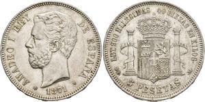 Spain 5 Pesetas 1871 DEM at auction Jesús Vico - June 25, 2025