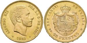 Spain 25 Pesetas 1883 MSM at auction Jesús Vico - June 25, 2025