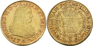 México 8 escudos 1747 Mo MF en subasta Jesús Vico - 26 de junio de 2025