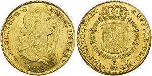 Peru 8 Escudos 1763 LM JM at auction Jesús Vico - June 26, 2025