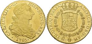 México 8 escudos 1765 Mo MF en subasta Jesús Vico - 26 de junio de 2025