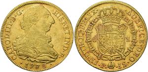 Colombia 8 Escudos 1773 P JS at auction Jesús Vico - June 26, 2025