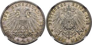 Germany 3 Mark 1912 A "Lubeck" at auction Cayón - July 9, 2025