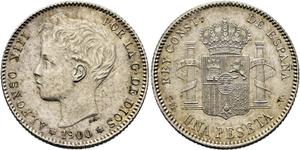 Spanien 1 Peseta 1900 SMV auf der Auktion Cayón - 9. Juli 2025