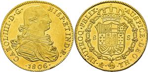 México 8 escudos 1806 Mo TH en subasta Cayón - 10 de julio de 2025