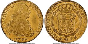 México 8 escudos 1798 Mo FM en subasta Heritage - 21 de julio de 2025