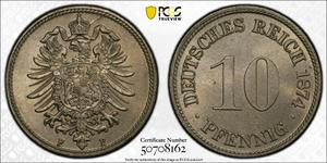Deutschland 10 Pfennig 1874 F auf der Auktion Stephen Album - 15. Juli 2025