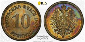 Deutschland 10 Pfennig 1874 E auf der Auktion Stephen Album - 15. Juli 2025