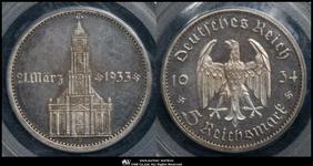 Deutschland 5 Reichsmark 1934 F "Garnisonkirche mit Datum" auf der Auktion Auction World - 20. Juli 2025
