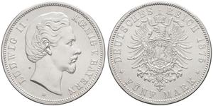 Deutschland 5 Mark 1874 D "Bayern" auf der Auktion MDC Monaco - 31. August 2025