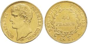 Франция 40 франков AN XI (1802-1803) A на аукционе MDC Monaco - 31 августа 2025