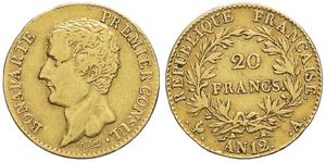 Франция 20 франков AN 12 (1803-1804) A "CONSUL" на аукционе MDC Monaco - 31 августа 2025