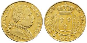 France 20 Francs 1814 Q at auction MDC Monaco - August 31, 2025