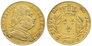France 20 Francs 1815 R at auction MDC Monaco - August 31, 2025