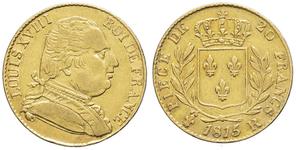 France 20 Francs 1815 R at auction MDC Monaco - August 31, 2025