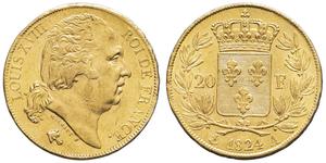 Франция 20 франков 1824 A на аукционе MDC Monaco - 31 августа 2025