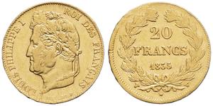 France 20 Francs 1835 W at auction MDC Monaco - August 31, 2025