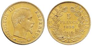 France 5 Francs 1859 A at auction MDC Monaco - August 31, 2025