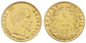 France 5 Francs 1859 A at auction MDC Monaco - August 31, 2025