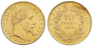 France 10 Francs 1865 A at auction MDC Monaco - August 31, 2025