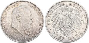 Germany 5 Mark 1911 D "Bayern" at auction Künker - July 24, 2025