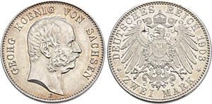 Germany 2 Mark 1903 E "Saxony" at auction Künker - July 24, 2025