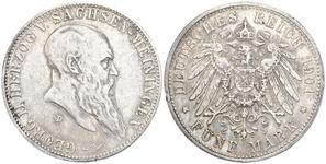 Deutschland 5 Mark 1901 В "Sachsen-Meiningen" auf der Auktion Künker - 24. Juli 2025