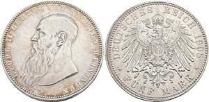 Deutschland 5 Mark 1908 D "Sachsen-Meiningen" auf der Auktion Künker - 24. Juli 2025
