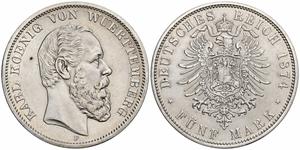 Deutschland 5 Mark 1874 F "Würtenberg" auf der Auktion Künker - 24. Juli 2025