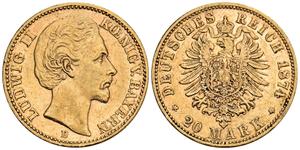 Deutschland 20 Mark 1874 D "Bayern" auf der Auktion Künker - 24. Juli 2025
