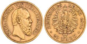 Deutschland 20 Mark 1874 F "Würtenberg" auf der Auktion Künker - 24. Juli 2025