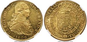 México 8 escudos 1806 Mo TH en subasta Heritage - 15 de agosto de 2025