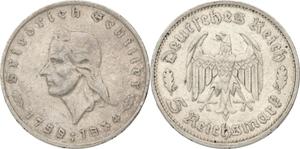 Deutschland 5 Reichsmark 1934 F "Friedrich Schiller" auf der Auktion Goudwisselkantoor veilingen - 10. September 2025