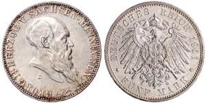 Deutschland 5 Mark 1901 В "Sachsen-Meiningen" auf der Auktion Teutoburger - 13. September 2025