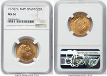 Spain 25 Pesetas 1879 EMM at auction Heritage - August 25, 2025