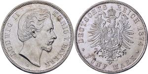 Deutschland 5 Mark 1874 D "Bayern" auf der Auktion HIRSCH - 26. September 2025